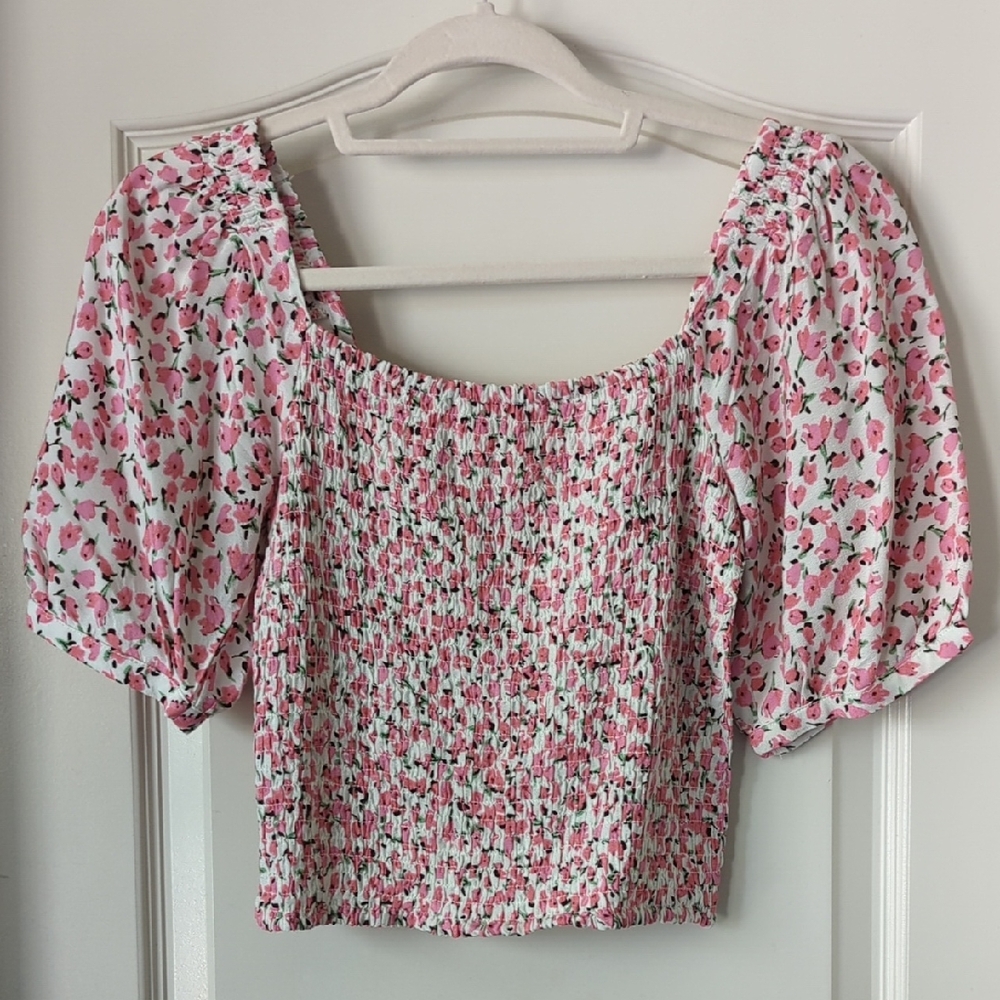Spohie Rue - Floral Pink Smocked Women's Top - Size S